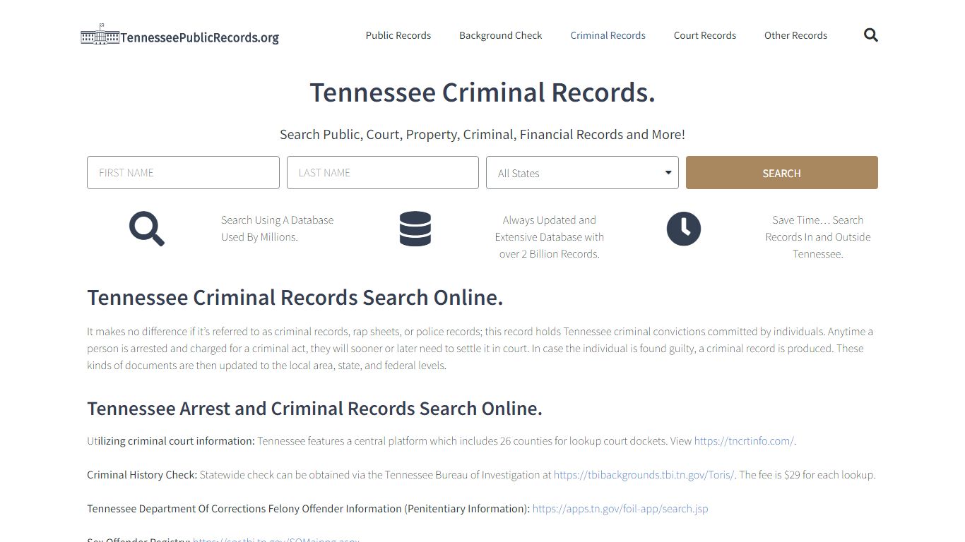 Tennessee Criminal Records: TennesseePublicRecords.org